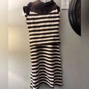 Brown and Cream Skirt and Shirt Set